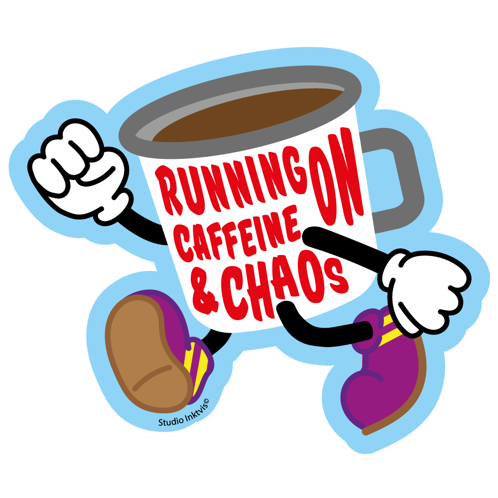 Sticker Running on Caffeine and Chaos - Stickers - Luvvy